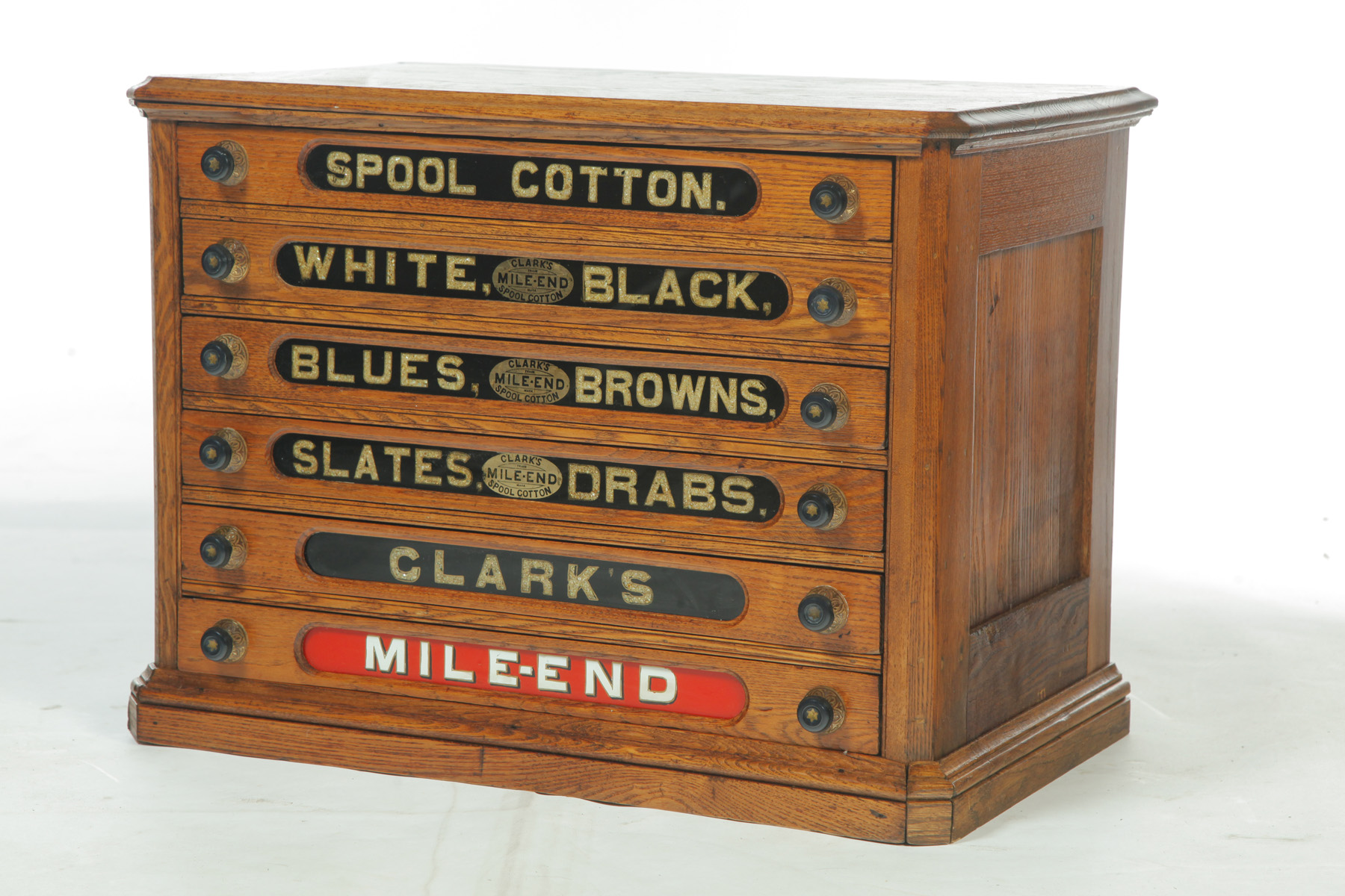 Appraisal: CLARK'S MILE-END SIX-DRAWER SPOOL CABINET American th quarter- th century