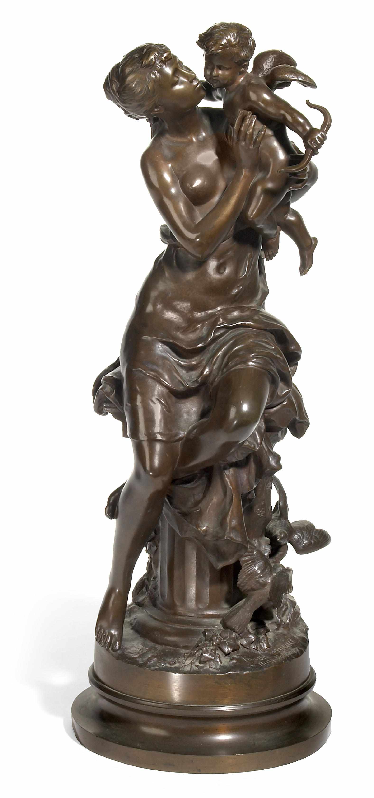 Appraisal: A French patinated bronze figural group after a model by