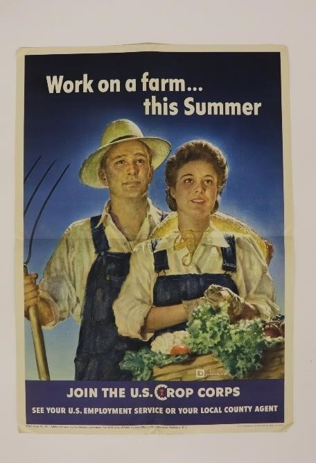 Appraisal: WW II poster by Douglas Crop Corp Farmers x Condition