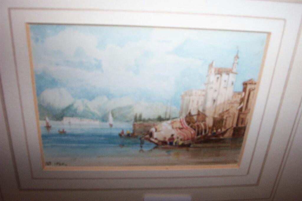 Appraisal: A th century watercolour of a continental lake scene signed