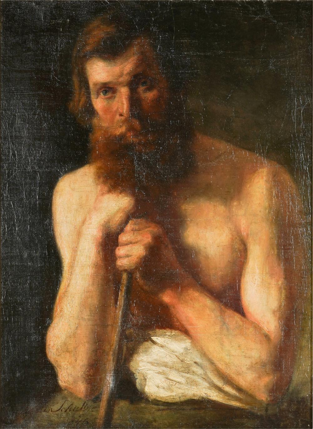 Appraisal: CONTINENTAL SCHOOL TH CENTURY SEATED MAN oil on relined canvas