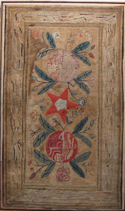 Appraisal: Large hooked wool rug circa Of rectangular form with floral