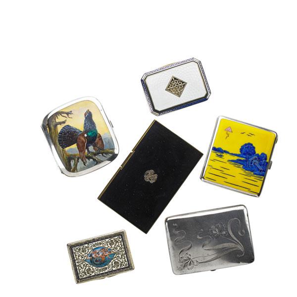 Appraisal: SIX CONTINENTAL SILVER CIGARETTE CASES Condition Report