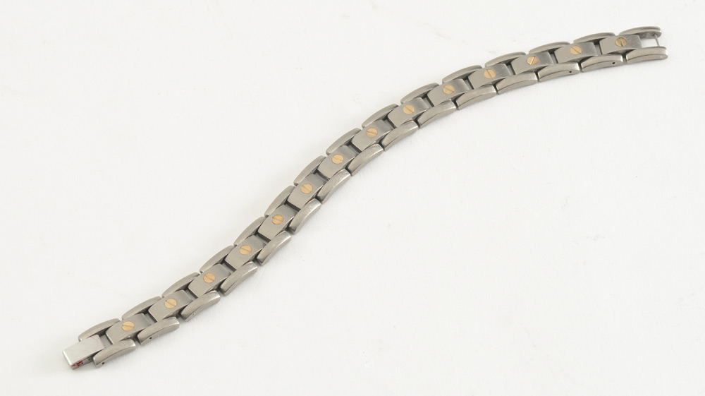 Appraisal: TITANIUM WITH K GOLD BRACELET Titanium links with K gold