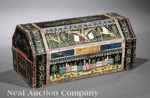 Appraisal: An Antique Mexican Paint-Decorated Trunk late th or early th