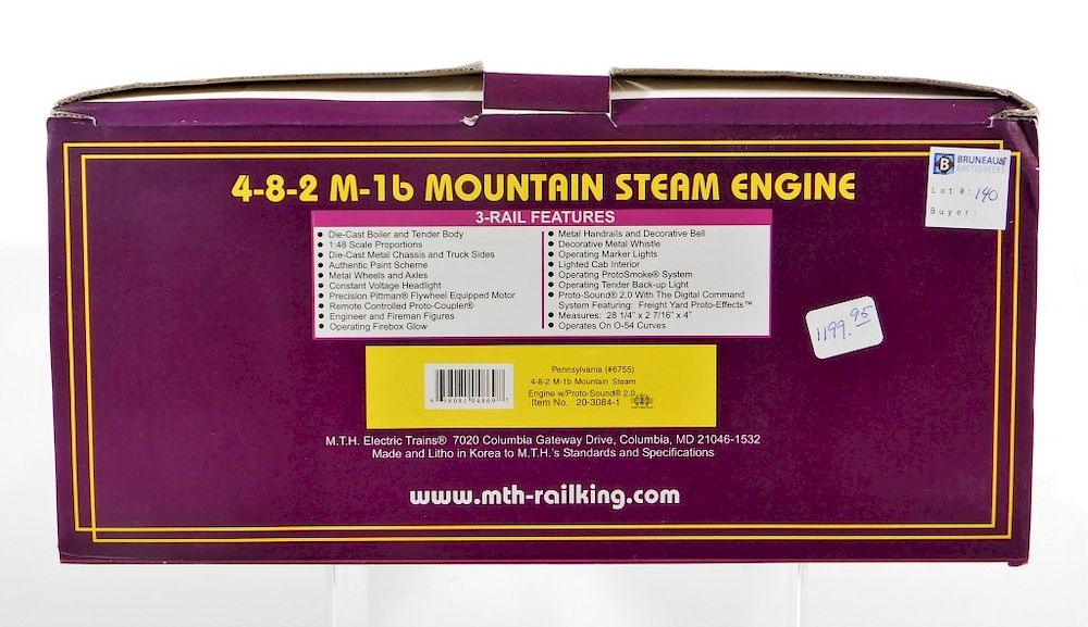 Appraisal: MTH Pennsylvania M- b Mountain Steam Engine United States Contemporary