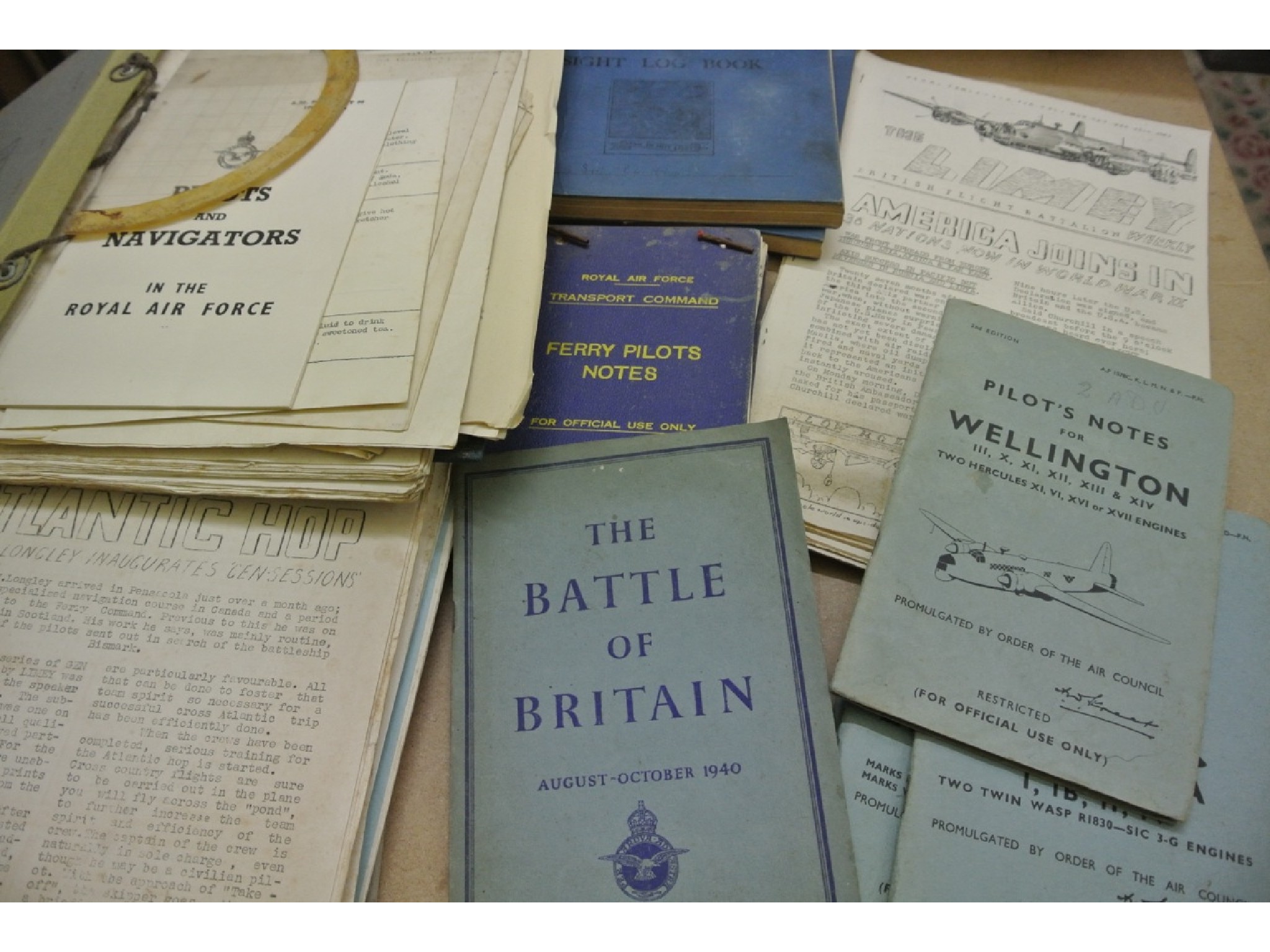 Appraisal: A quantity of WWII RAF ephemera including pilots notes for