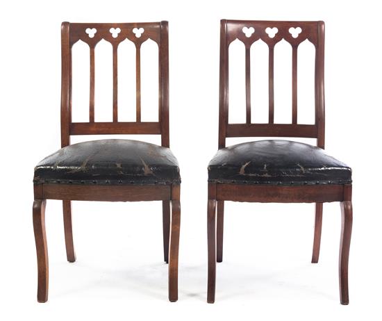 Appraisal: Sale Lot A Pair of Gothic Revival Oak Side Chairs