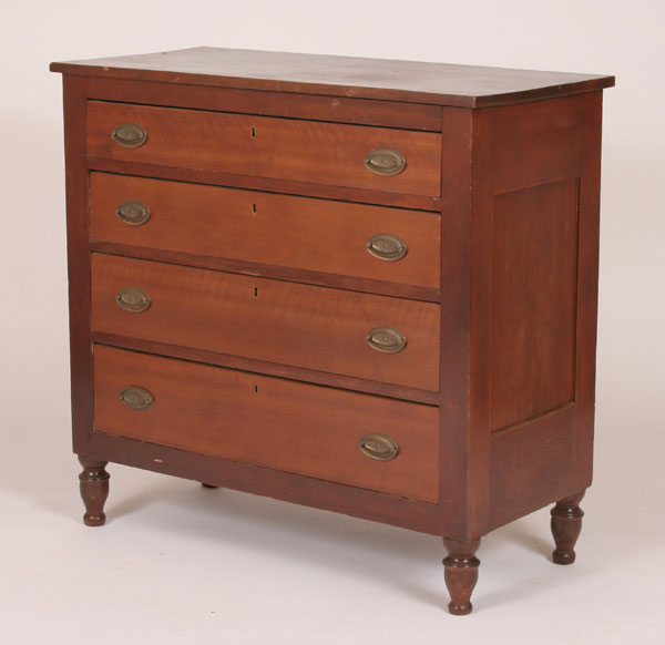 Appraisal: Nineteenth century cherry four drawer dresser turned legs smaller drawer