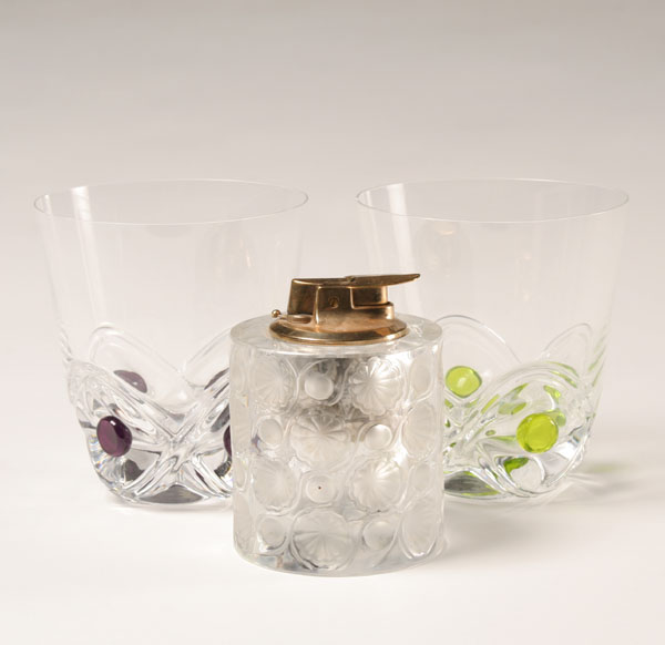 Appraisal: Two Lalique highball glasses with applied colored glass accents and