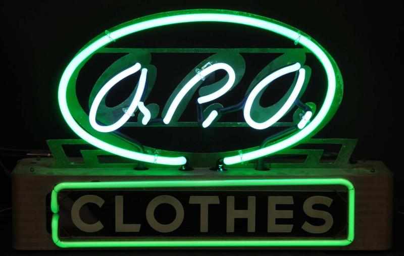 Appraisal: OPO Clothes Neon Sign Description s Green and white neon