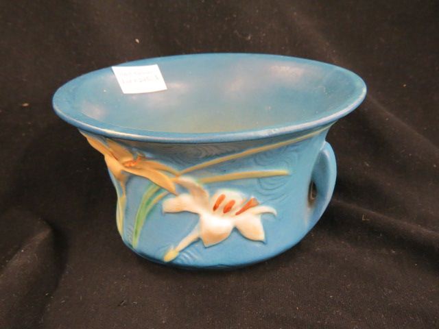 Appraisal: Roseville Zephyr Lily Art Pottery Vase - blue handled excellent