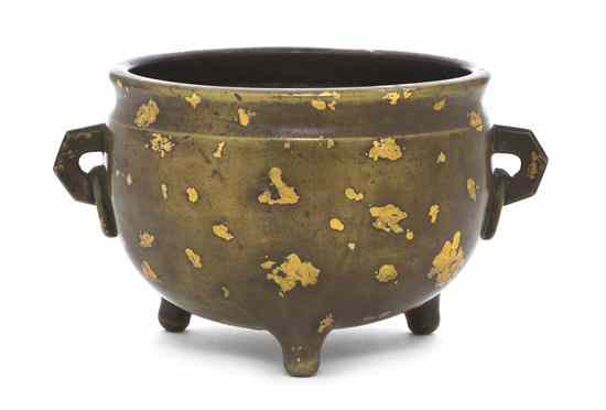 Appraisal: A Chinese Gold Splashed Bronze Censer of circular form with