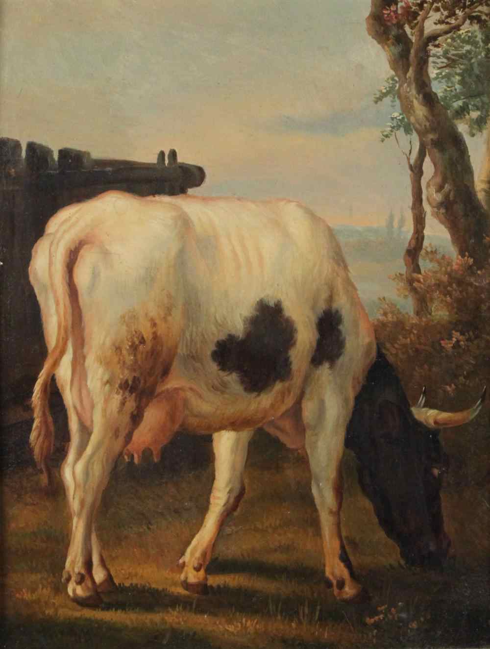 Appraisal: NORTHERN EUROPEAN SCHOOL TH CENTURY HOLSTEIN COW IN A LANDSCAPE