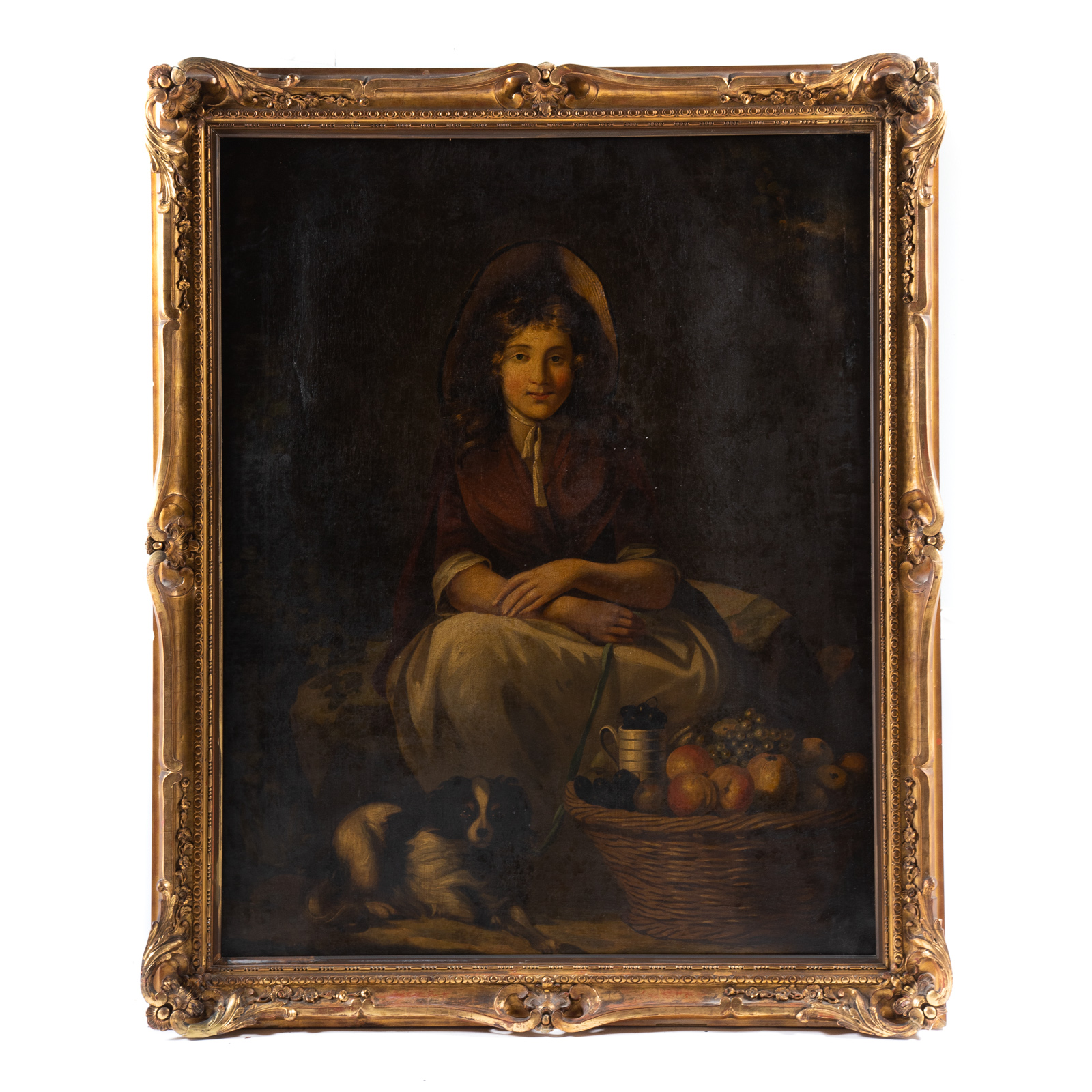 Appraisal: BRITISH SCHOOL TH C WOMAN WITH DOG OIL Oil on