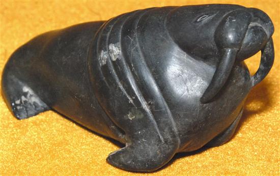 Appraisal: INUIT CARVED SOAPSTONE MODEL OF A WALRUS unsigned and undated