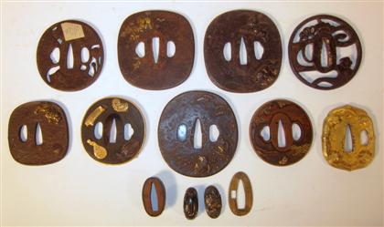 Appraisal: Collection of nine Japanese iron and Bronze tsubasEdo Meiji period