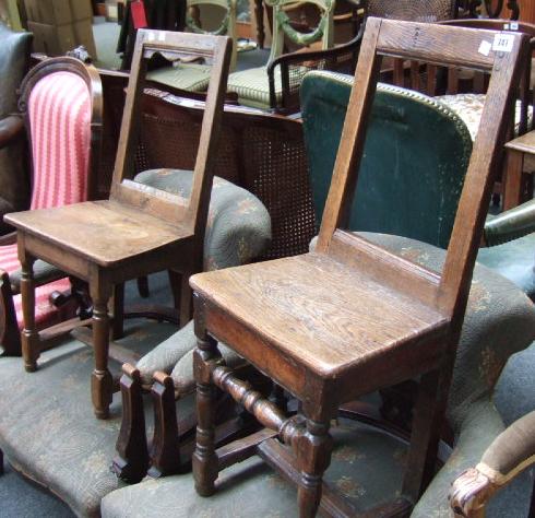 Appraisal: Two th century oak childs correction chairs