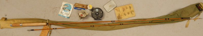 Appraisal: A Hardy Phantom ft fly fishing rod various flies reels