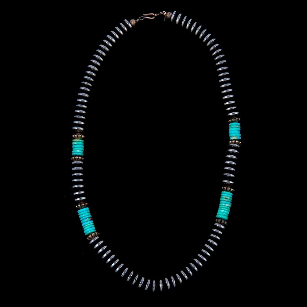 Appraisal: HEISHI NECKLACE Southwest jewelry consisting of a hard stone and