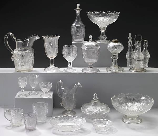 Appraisal: A group of blown molded glass table articles second half