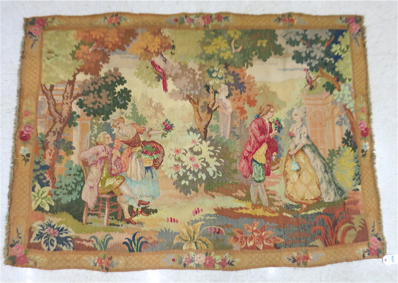 Appraisal: HAND WOVEN WALL TAPESTRY French early th century color garden