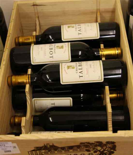 Appraisal: Nine bottles of Chateau Talbot St Julien in original wooden