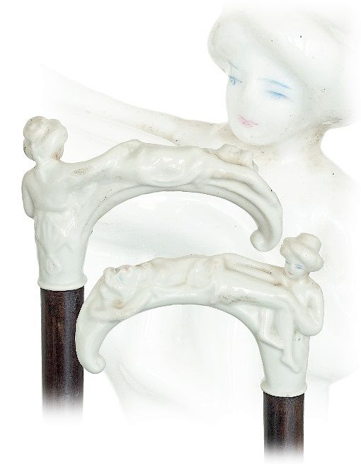 Appraisal: Porcelain Mildly Erotic Cane Exclusive on Bidsquare Porcelain Mildly Erotic