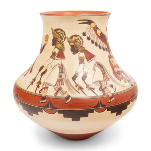 Appraisal: Lois Gutierrez Santa Clara b polychrome jar with figural design