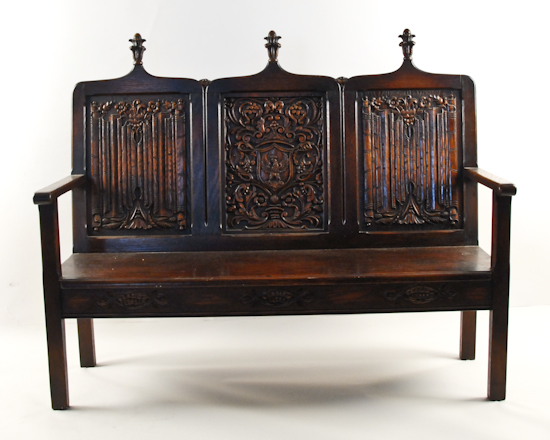 Appraisal: An English Oak Wainscot Settle having fleur de lis finials