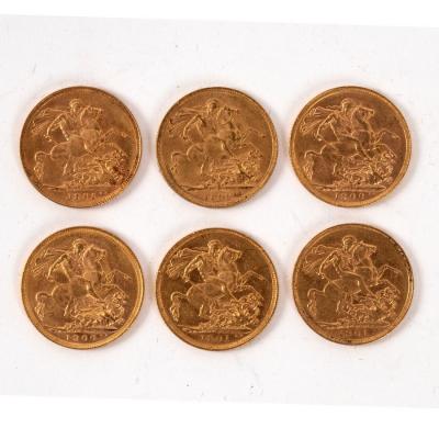 Appraisal: Six Queen Victoria gold sovereigns M P M S P