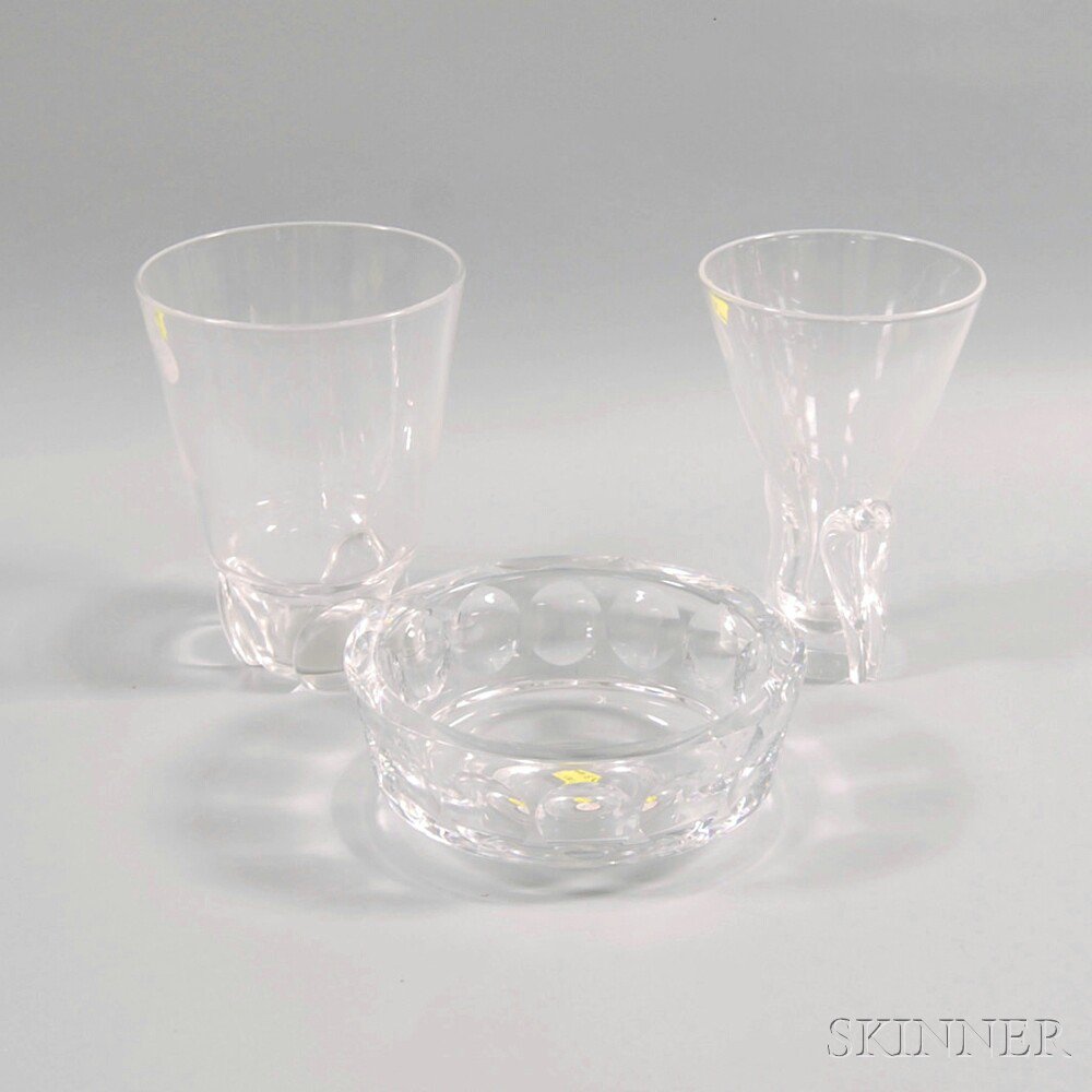 Appraisal: Three Orrefors and Steuben Glass Vessels th century an Orrefors