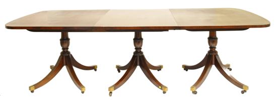 Appraisal: Banquet table triple pedestal Phyfe style mahogany and mahogany veneer