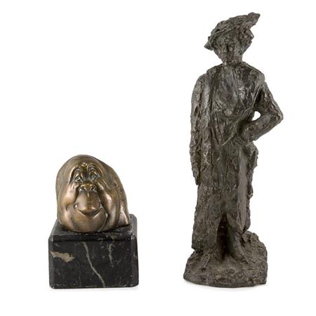 Appraisal: Bronze Figure of a Woman Together with a Bronze Desk