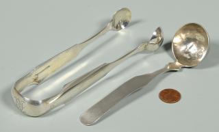 Appraisal: KY Coin Silver Tongs and Coin Silver Cream Ladle st