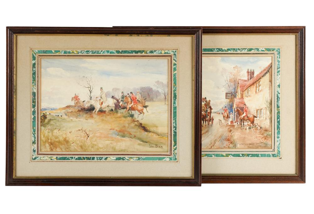 Appraisal: JOHN BLAIR - TWO FOX HUNTING SCENESeach watercolor on paper