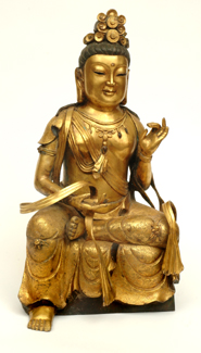 Appraisal: A LARGE GILT BRONZE FIGURE OF GWAN YIN cm high