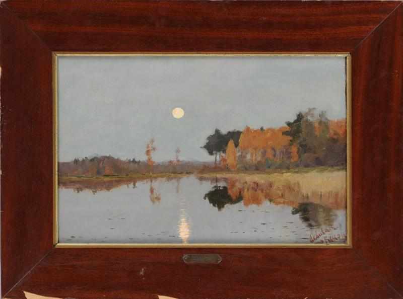 Appraisal: RUSSIAN SCHOOL MARSH IN MOONLIGHT Oil on canvas signed lower