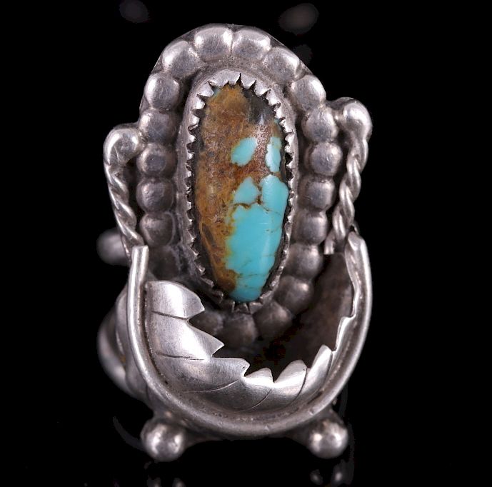 Appraisal: Navajo Kingman Turquoise Silver Ring For your bidding pleasure is