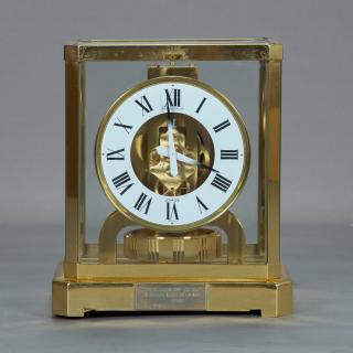 Appraisal: A Jaeger-LeCoultre Atmos Clock th Century With engraved plaque inscribed