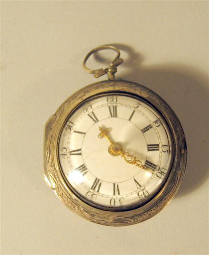 Appraisal: Georgian sterling silver and gilt pocket watchwilliam duchesne london late