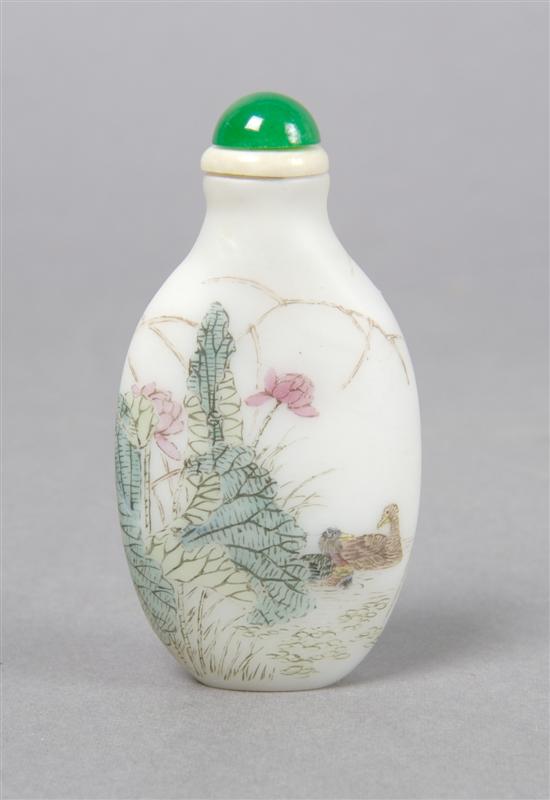 Appraisal: An Enameled Glass Snuff Bottle Height inches