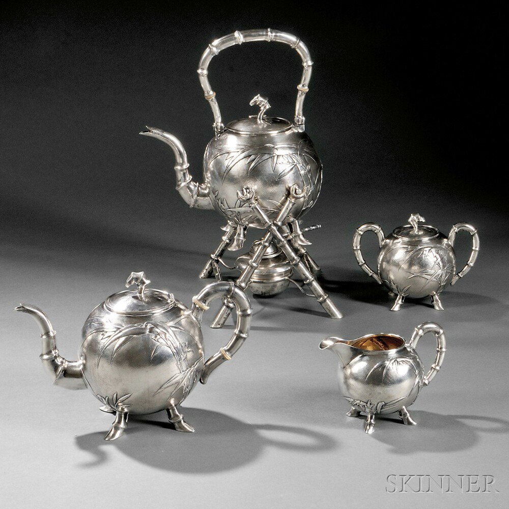 Appraisal: Four-piece Chinese Export Silver Tea Service Shanghai late th early