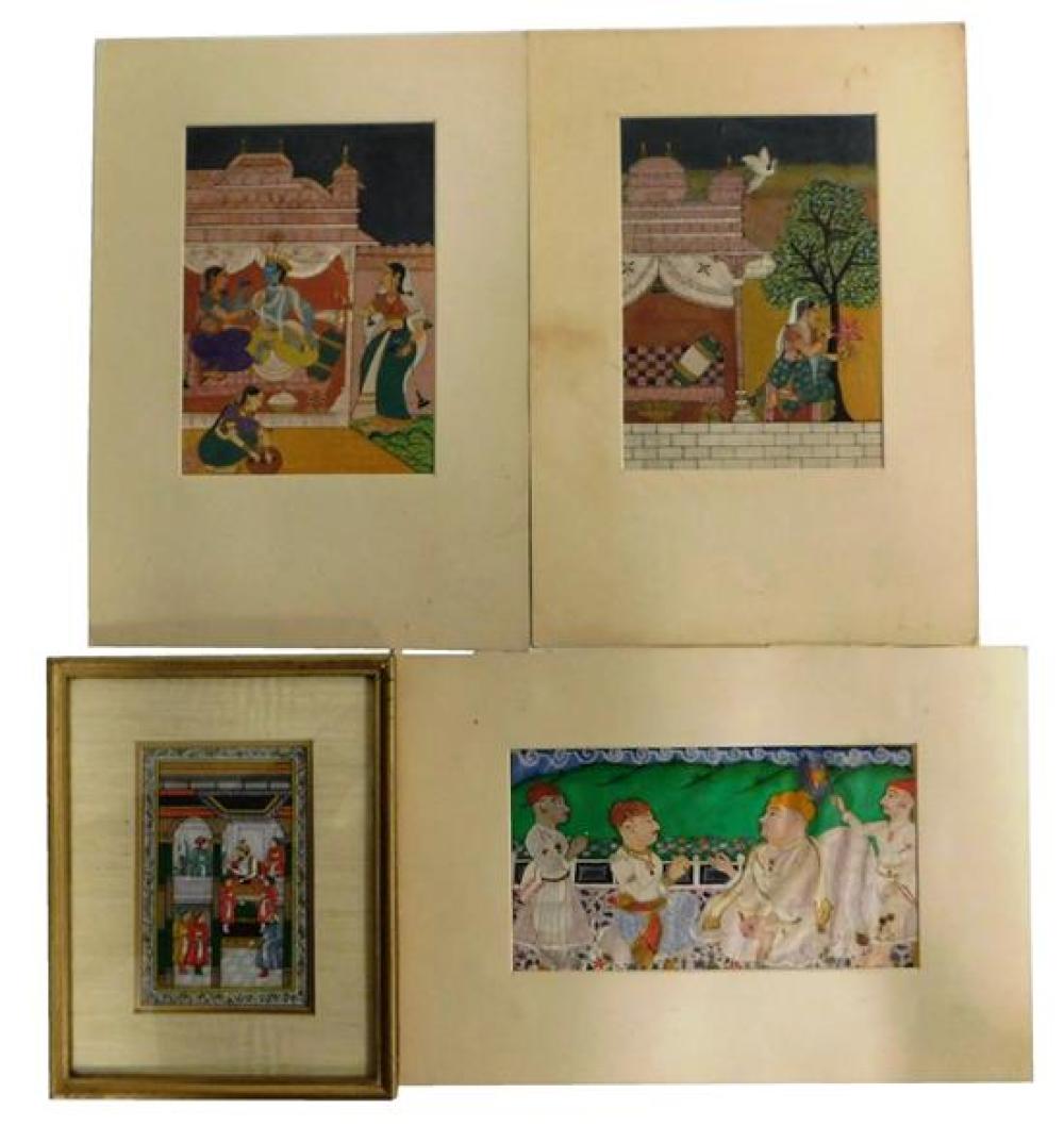 Appraisal: ASIAN Four Indian paintings of court scenes late th C