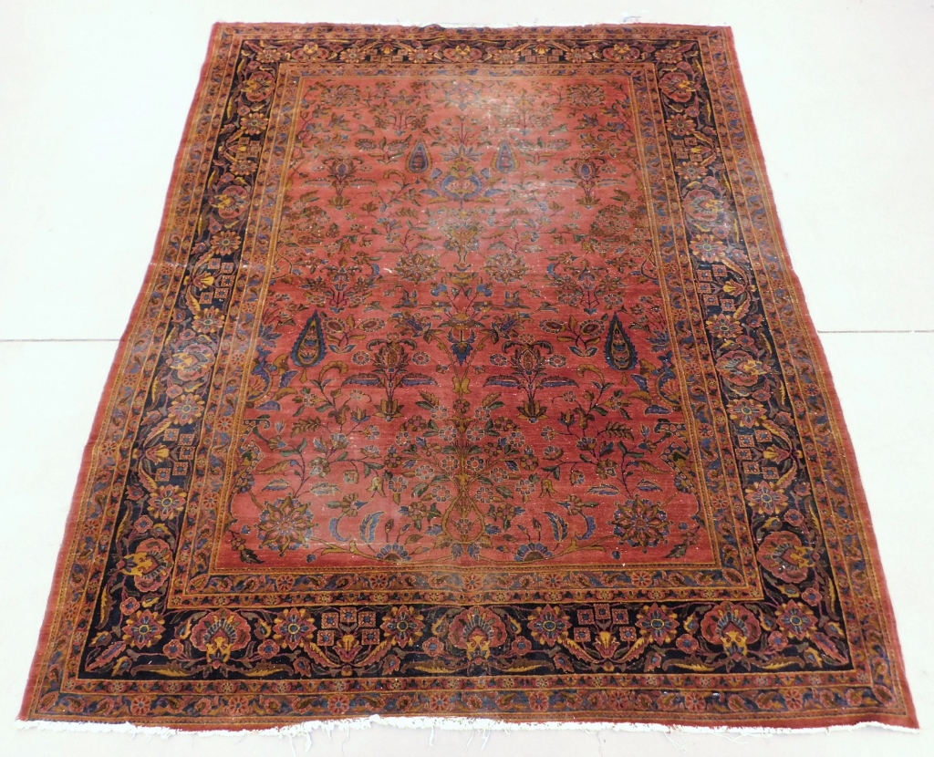 Appraisal: LG SAROUK FLORAL ROOM SIZE RUG Middle East th CenturyNavy