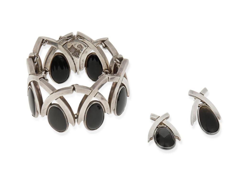 Appraisal: Antonio Pineda - Mexican A mixed set of silver onyx