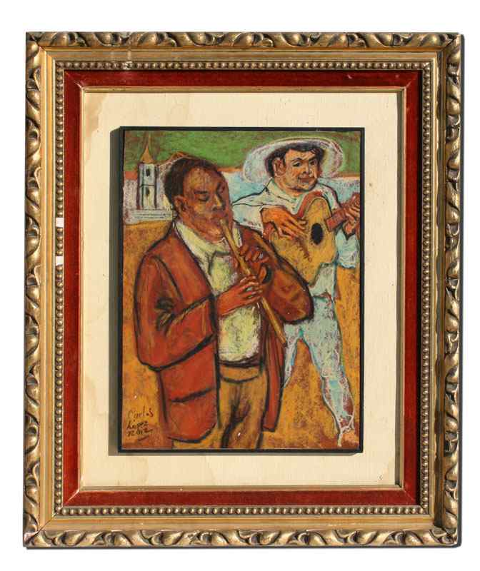 Appraisal: LOPEZ Carlos S Colombian Early th C Mexican Musicians OIL