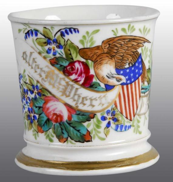 Appraisal: Occupational Shaving Barber Mug of Eagle Flag Description Polychrome paint