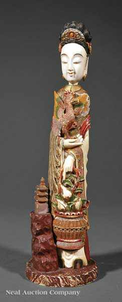 Appraisal: A Chinese Polychrome-Decorated Ivory Figure of the Immortal Xi Wangmu