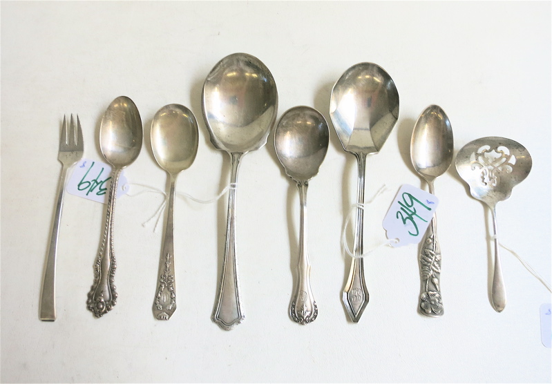 Appraisal: EIGHT STERLING SILVER FLATWARE PIECES includes solid bonbon spoons teaspoons